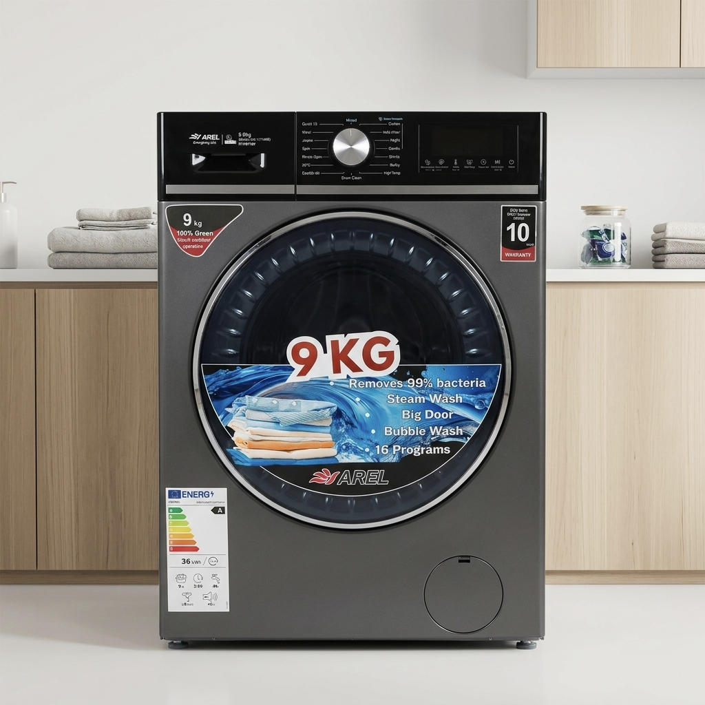 AREL 9 Kg Front Load Fully Automatic Washing Machine
