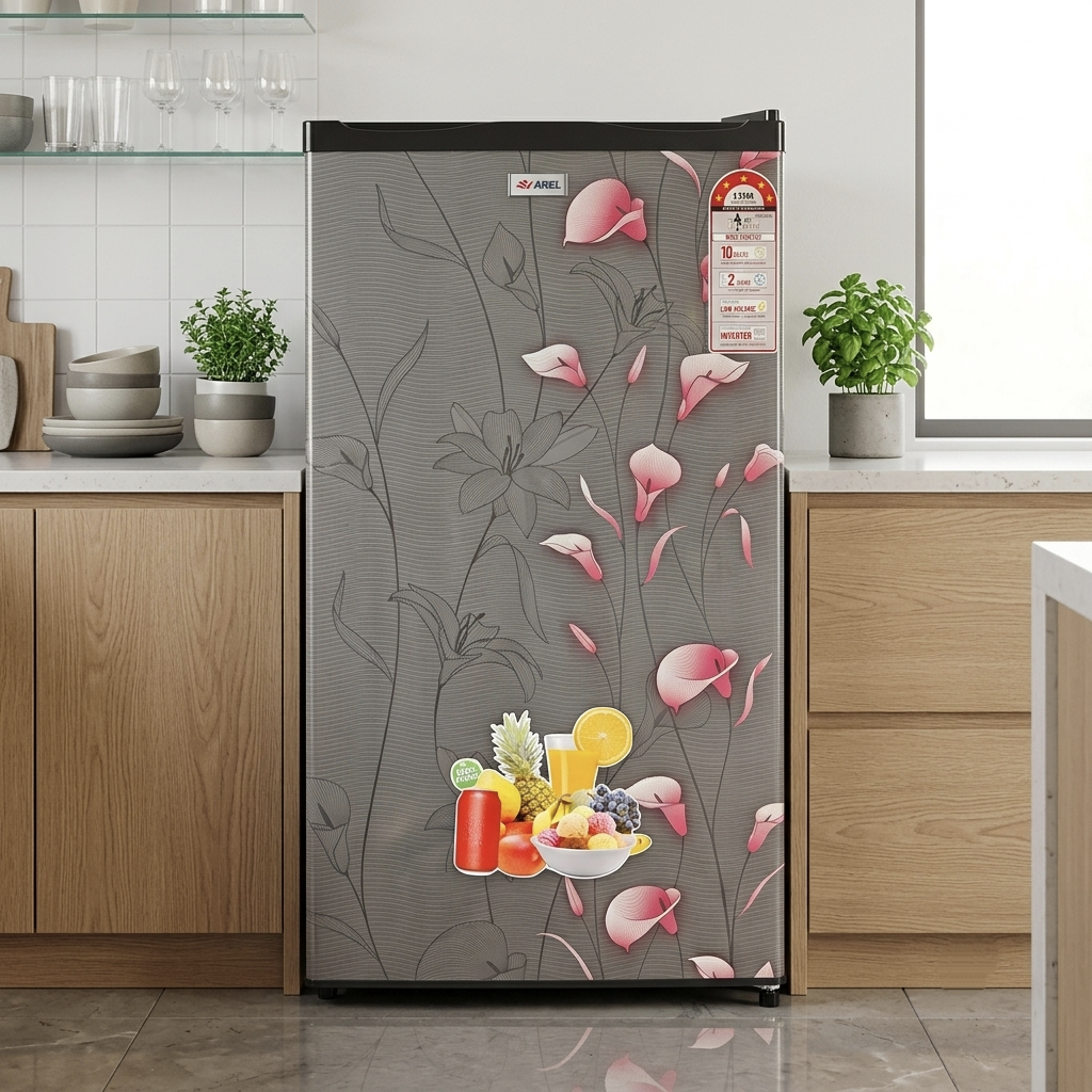 AREL 110L Direct Cool Single Door Refrigerator (Flower Pattern)